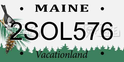 2SOL576 Maine License Plate