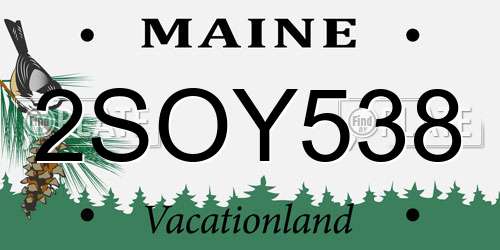 2SOY538 Maine License Plate