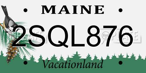 2SQL876 Maine License Plate