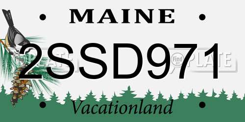 2SSD971 Maine License Plate