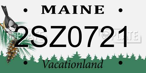 2SZ0721 Maine License Plate