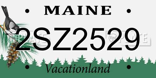 2SZ2529 Maine License Plate