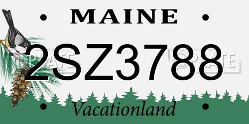 2SZ3788 Maine License Plate