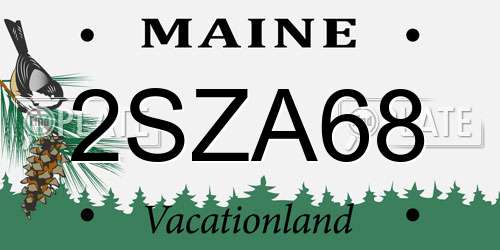 2SZA68 Maine License Plate