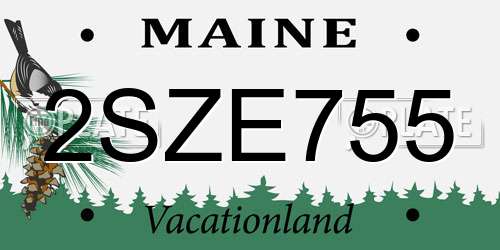 2SZE755 Maine License Plate