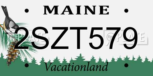 2SZT579 Maine License Plate