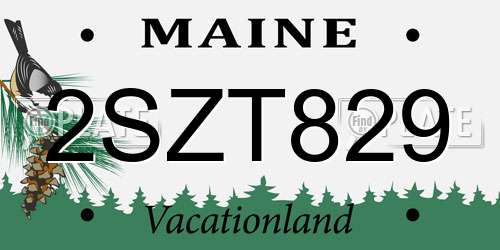 2SZT829 Maine License Plate