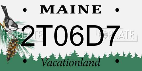 2T06D7 Maine License Plate