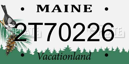 2T70226 Maine License Plate