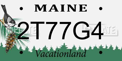 2T77G4 Maine License Plate