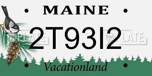 2T93I2 Maine License Plate