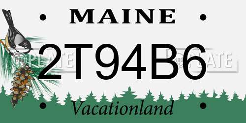 2T94B6 Maine License Plate