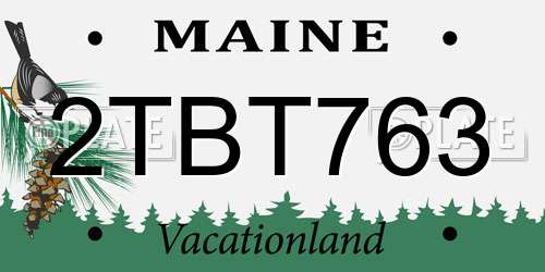 2TBT763 Maine License Plate