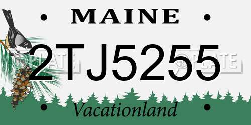 2TJ5255 Maine License Plate