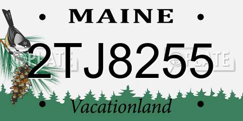 2TJ8255 Maine License Plate