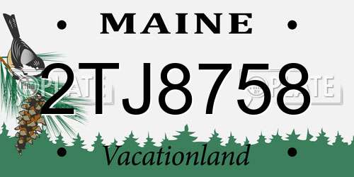 2TJ8758 Maine License Plate