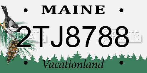 2TJ8788 Maine License Plate