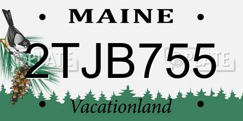2TJB755 Maine License Plate