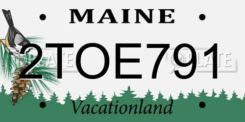 2TOE791 Maine License Plate