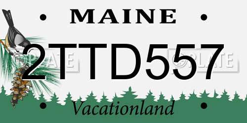 2TTD557 Maine License Plate