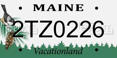 2TZ0226 Maine License Plate