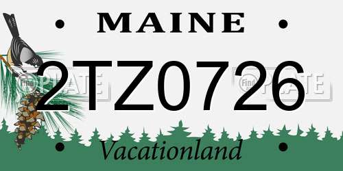 2TZ0726 Maine License Plate