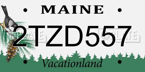 2TZD557 Maine License Plate