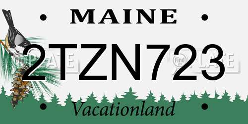 2TZN723 Maine License Plate