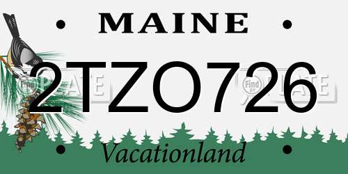 2TZO726 Maine License Plate