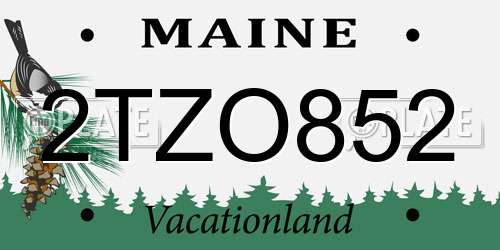 2TZO852 Maine License Plate