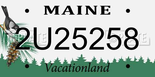 2U25258 Maine License Plate