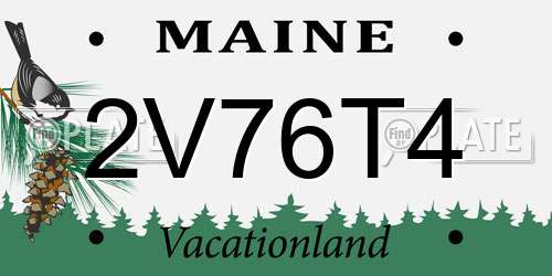 2V76T4 Maine License Plate