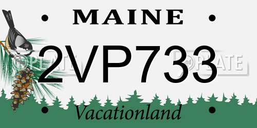2VP733 Maine License Plate