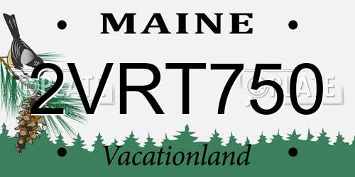 2VRT750 Maine License Plate