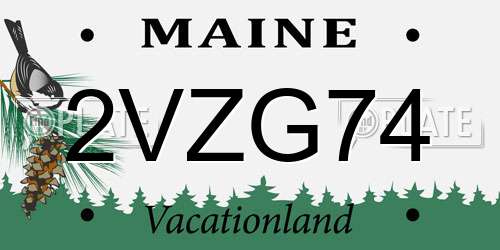 2VZG74 Maine License Plate