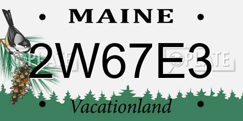 2W67E3 Maine License Plate