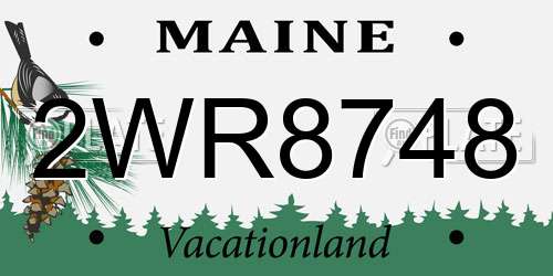 2WR8748 Maine License Plate