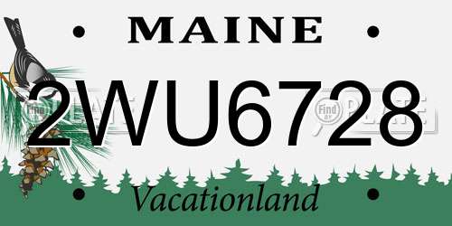 2WU6728 Maine License Plate