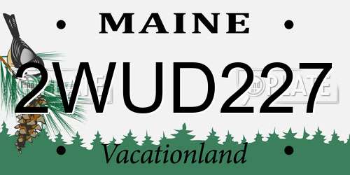 2WUD227 Maine License Plate