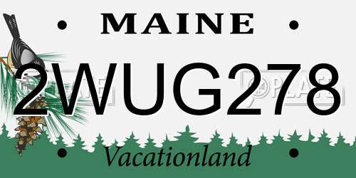 2WUG278 Maine License Plate