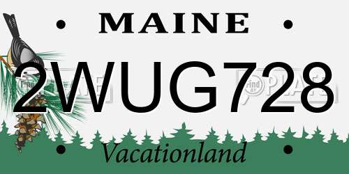 2WUG728 Maine License Plate