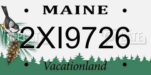 2XI9726 Maine License Plate