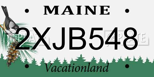 2XJB548 Maine License Plate