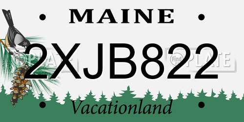 2XJB822 Maine License Plate