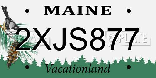 2XJS877 Maine License Plate