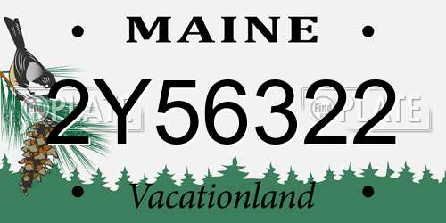 2Y56322 Maine License Plate