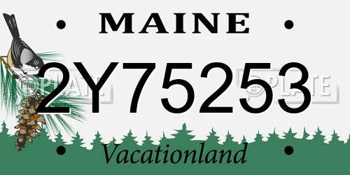 2Y75253 Maine License Plate