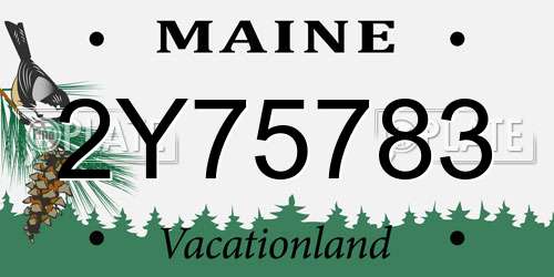 2Y75783 Maine License Plate