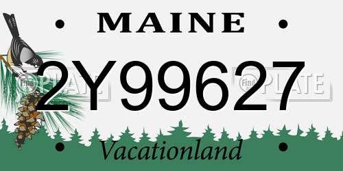2Y99627 Maine License Plate