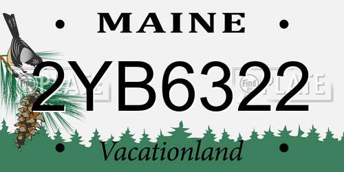 2YB6322 Maine License Plate